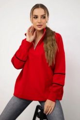 Bluza z suwakiem i kieszeniami czerwona. Czerwone bluzy KESI, l, bez wzorów, z bawełny, bez kaptura. Za 178.78 zł.