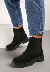 Czarne Casualowe Botki Sztyblety z Imitacji Zamszu Batiel. Czarne botki Born2be, bez wzorów, z jeansu, eleganckie, bez obcasa, na obcasie, bez zapięcia. W wyprzedaży za 97.49 zł.
