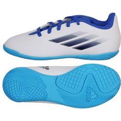 Buty piłkarskie adidas X Speedflow.4 In Jr GW7527 białe białe. Białe buty treningowe adidas, na lato, bez wzorów, z materiału, bez zapięcia, do piłki nożnej. Za 230.83 zł.