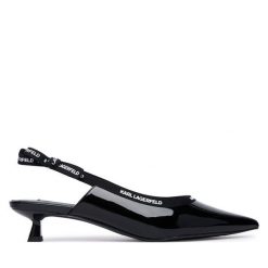 Czółenka KARL LAGERFELD. Czarne czółenka KARL LAGERFELD, bez wzorów, bez obcasa, bez zapięcia. Za 834.99 zł.
