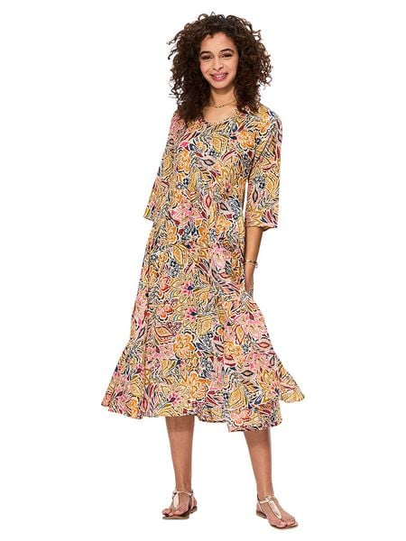 Aller Simplement Sukienka ze wzorem rozmiar: 34/36. Sukienki Aller Simplement, bez wzorów, z bawełny, klasyczne, bez kołnierzyka, bez ramiączek, midi. Za 92.21 zł.