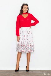 Ecru Spódnica Rozkloszowana Midi w Kolorowe Kwiaty. Niebieskie spódnice Figl, l, bez wzorów, z elastanu, midi, rozkloszowane. Za 189.00 zł.