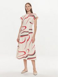 Tommy Hilfiger Sukienka codzienna WW0WW42031 Beżowy Relaxed Fit. Brązowe sukienki Tommy Hilfiger, na co dzień, bez wzorów, z wiskozy, bez kołnierzyka, bez ramiączek, proste. Za 449.99 zł.