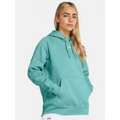 Bluza fitness damska UNDER ARMOUR Rival Fleece z kapturem. Czarne bluzy Under Armour, xl, bez wzorów, casualowe, bez ramiączek, z kapturem. Za 192.00 zł.