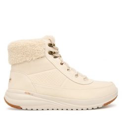 Trzewiki Skechers. Brązowe botki Skechers, bez wzorów, bez obcasa, na płaskiej podeszwie, bez zapięcia. Za 429.99 zł.