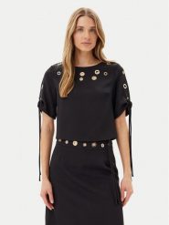 ARTIGLI Bluzka ACBL000743 Czarny Regular Fit. Czarne bluzki Artigli, bez wzorów, z syntetyku, bez kołnierzyka, bez ramiączek. Za 229.99 zł.