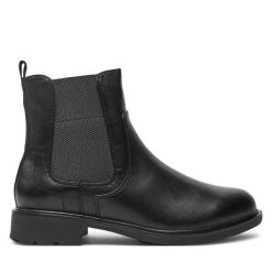 Botki Jana. Czarne botki JANA, bez wzorów, bez obcasa, na płaskiej podeszwie, bez zapięcia. Za 219.99 zł.