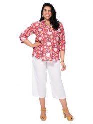 Aller Simplement Bluzka w kolorze czerwonym rozmiar: 50/52. Czerwone bluzki Aller Simplement, bez wzorów, z bawełny, klasyczne, bez kołnierzyka, bez ramiączek. Za 69.99 zł.