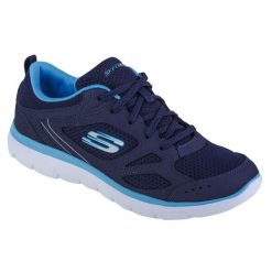Buty sportowe Sneakersy damskie, Skechers Summits Suited. Niebieskie buty sportowe lifestyle Skechers, bez wzorów, sportowe, bez zapięcia, skechers sport. Za 229.99 zł.