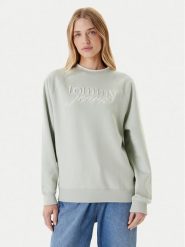 Tommy Jeans Bluza Script DW0DW21196 Zielony Regular Fit. Zielone bluzy bez kaptura Tommy Jeans, xl, bez wzorów, z bawełny, bez kaptura. Za 469.99 zł.