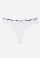 Białe Majtki Typu Stringi z Bawełną i Napisami Veza. Białe stringi Born2be, bez wzorów, z bawełny. Za 7.99 zł.