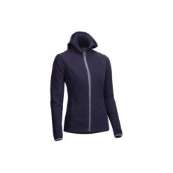 Polar jeździecki z kapturem 2 w 1 damski. Niebieskie bluzy z polaru FOUGANZA, xs, bez wzorów, z materiału, na golfa. Za 69.99 zł.