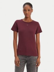 HUGO T-Shirt Deloris 50512002 Bordowy Regular Fit. Czerwone t-shirty Hugo, s, bez wzorów, z bawełny, bez kołnierzyka, bez ramiączek. Za 229.99 zł.