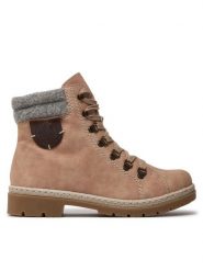 Rieker Trapery Y9430-32 Różowy. Czerwone traperki Rieker, bez wzorów, ze skóry, bez obcasa, bez zapięcia. Za 349.99 zł.