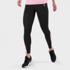 Kobieta Fitness Legginsy sportowe ze średnim stanem Air Pro SIROKO Czarny. Czarne legginsy SIROKO, bez wzorów, sportowe. Za 122.95 zł.
