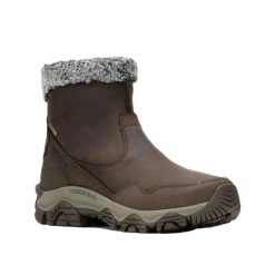 Buty turystyczne Merrell Coldpack 3 Thermo Mid Zip WP Brązowe. Brązowe buty trekkingowe Merrell, na zimę, z materiału, bez zapięcia. Za 763.30 zł.