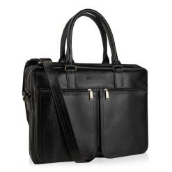Torba na laptopa BETLEWSKA BTM-02 CZARNY. Czarne torby na laptopa Betlewski, bez wzorów, ze skóry. Za 899.00 zł.