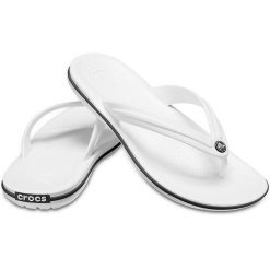 Japonki damskie Crocs Crocband Flip. Białe japonki Crocs, bez wzorów, z materiału, sportowe. W wyprzedaży za 149.00 zł.
