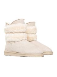 Blackfield Botki zimowe "Erie" w kolorze kremowym rozmiar: 37. Brązowe botki Blackfield, bez wzorów, z materiału, z okrągłym noskiem, bez obcasa, bez zapięcia. Za 109.26 zł.