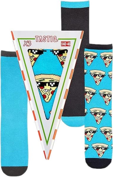 Skarpety Tastic Skarpetki unisex 3-pak Pizza Giftbox Blue. Czarne skarpetki Erima, bez wzorów, z bawełny. Za 144.99 zł.