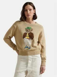 Polo Ralph Lauren Sweter 211972121001 Beżowy Relaxed Fit. Brązowe swetry Polo Ralph Lauren, m, bez wzorów, z bawełny, bez ramiączek. Za 2,249.00 zł.