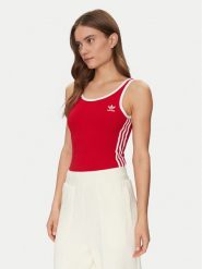 Adidas Body adicolor 3-Stripes JD4632 Czerwony Slim Fit. Czerwone body i gorsety adidas, bez wzorów, z bawełny, bez ramiączek. Za 119.99 zł.