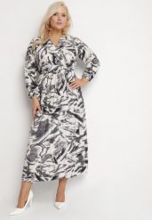 Czarna Rozkloszowana Sukienka Kopertowa z Wiskozą w Abstrakcyjny Wzór Dleffia. Czarne sukienki Born2be, na co dzień, plus size, bez wzorów, z wiskozy, eleganckie, bez kołnierzyka, plus size, bez ramiączek, maxi, kopertowe. W wyprzedaży za 93.49 zł.
