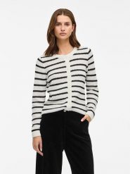 Vila Kardigan "Vidalo" w kolorze biało-czarnym rozmiar: M. Białe swetry Vila, m, bez wzorów, z bawełny, bez ramiączek. Za 110.04 zł.