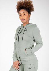 Bluza fitness damska Gorilla Wear Pixley Zipped Hoodie. Zielone bluzy z kapturem GORILLA WEAR, xs, bez wzorów, z dresówki, bez kaptura, na fitness i siłownię. Za 240.55 zł.