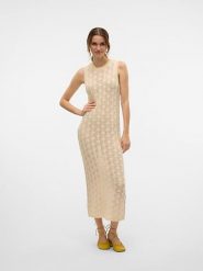 Vero Moda Sukienka w kolorze beżowym rozmiar: XL. Brązowe sukienki Vero Moda, xl, bez wzorów, bez kołnierzyka, bez ramiączek, maxi. Za 132.36 zł.
