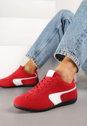 Czerwone Sneakersy Typu Klasyczne Tenisówki Zelritia. Czerwone trampki Renee, z aplikacjami, z jeansu, biznesowe, bez zapięcia. W wyprzedaży za 67.99 zł.