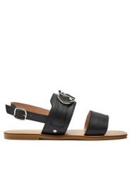 Liu Jo Sandały Saba 10 SA4123 P0102 Czarny. Czarne sandały Liu Jo, bez wzorów, ze skóry, bez obcasa, na płaskiej podeszwie, bez zapięcia. Za 419.99 zł.