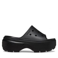 Klapki Crocs. Czarne klapki Crocs, bez wzorów, bez obcasa, bez zapięcia. Za 279.99 zł.
