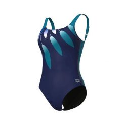 Strój kąpielowy damski jednoczęściowy modelujący na basen Arena Guliana. Niebieskie stroje jednoczęściowe Arena, bez wzorów, sportowe. Za 299.99 zł.