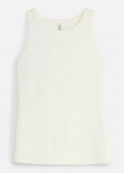 Tank top funkcyjny slim fit z prążkowanej dzianiny, szybkoschnący. Białe topy bonprix, bez wzorów, z dzianiny, bez kołnierzyka, bez ramiączek. Za 37.99 zł.
