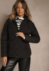 Czarna Pikowana Kurtka Przejściowa z Kapturem Cinetta. Czarne kurtki Renee, l, bez wzorów, z jeansu, eleganckie, z kapturem. Za 159.99 zł.