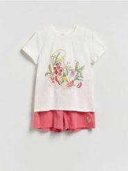 Dwuczęściowa piżama z bawełny - intenstywna czerwień. Czerwone piżamy Reserved, l, bez wzorów, z bawełny, bez kołnierzyka, bez ramiączek. Za 99.99 zł.