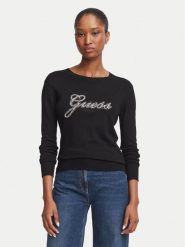 Guess Sweter W6BR53 Z1454 Czarny Regular Fit. Czarne swetry Guess, xl, z aplikacjami, z wiskozy, bez ramiączek. Za 344.99 zł.