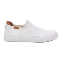 Trampki Damskie Slip-On Big Star RR274717 Białe. Białe trampki bez wzorów, z gumy, retro, bez zapięcia. Za 224.56 zł.