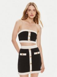 Elisabetta Franchi Bluzka TK-15B-42E2-004477 Czarny Slim Fit. Czarne bluzki Elisabetta Franchi, bez wzorów, z syntetyku, bez kołnierzyka, bez ramiączek. Za 559.99 zł.