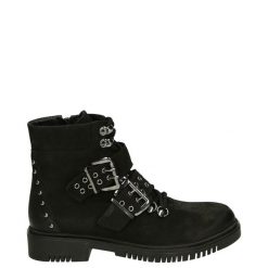 OCIEPLANE BOTKI Z KLAMRAMI 0299581358 BLACK. Czarne botki Venezia, bez wzorów, z nubiku, bez obcasa, bez zapięcia. Za 179.00 zł.
