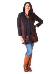 Aller Simplement Bluza w kolorze czarno-czerwonym rozmiar: 42/44. Czarne bluzy Aller Simplement, bez wzorów, z bawełny, klasyczne, bez ramiączek, bez kaptura. Za 109.78 zł.