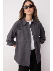 Trendyol Koszula w kolorze antracytowym rozmiar: 38. Czarne koszule Trendyol, bez wzorów, bez kołnierzyka, bez ramiączek. Za 65.99 zł.