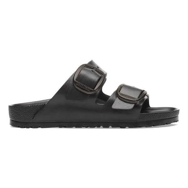 BIRKENSTOCK Arizona Big Buckle EVA Black Klapki damskie. Czarne klapki Birkenstock, bez wzorów, z tworzywa sztucznego, eleganckie, bez obcasa, bez zapięcia. Za 209.99 zł.