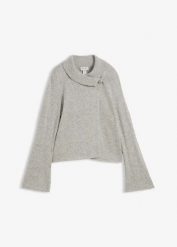 Kardigan z mieszanki bawełny. Szare swetry bonprix, bez wzorów, z bawełny, bez ramiączek. Za 114.99 zł.