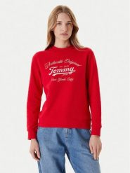 Tommy Jeans Bluza Essential DW0DW20942 Czerwony Regular Fit. Czerwone bluzy bez kaptura Tommy Jeans, s, bez wzorów, z bawełny, bez kaptura. Za 349.99 zł.