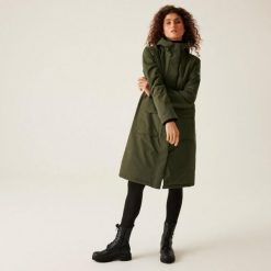 Kurtka przeciwdeszczowa z kapturem damska Regatta Yarli. Brązowe kurtki przeciwdeszczowe Regatta, na zimę, bez wzorów, z kapturem, trekkingowe. W wyprzedaży za 438.40 zł.