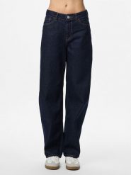 Pieces Dżinsy - Barrel fit - w kolorze granatowym rozmiar: W26/L30. Niebieskie jeansy Pieces, l, z aplikacjami, ze skóry, klasyczne. Za 109.95 zł.