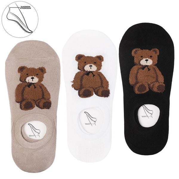 Stopki Damskie Z Misiem Moraj 3 Pary. Czarne skarpetki Moraj, bez wzorów, z materiału. Za 24.99 zł.