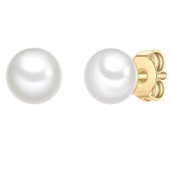 Glanzstücke München Kolczyki z perlami ze srebra próby 925 w kolorze zlotym z perla hodowlana 1 ct Damski. Żółte kolczyki Glanzstücke München, z perłą, pozłacane. Za 169.99 zł.